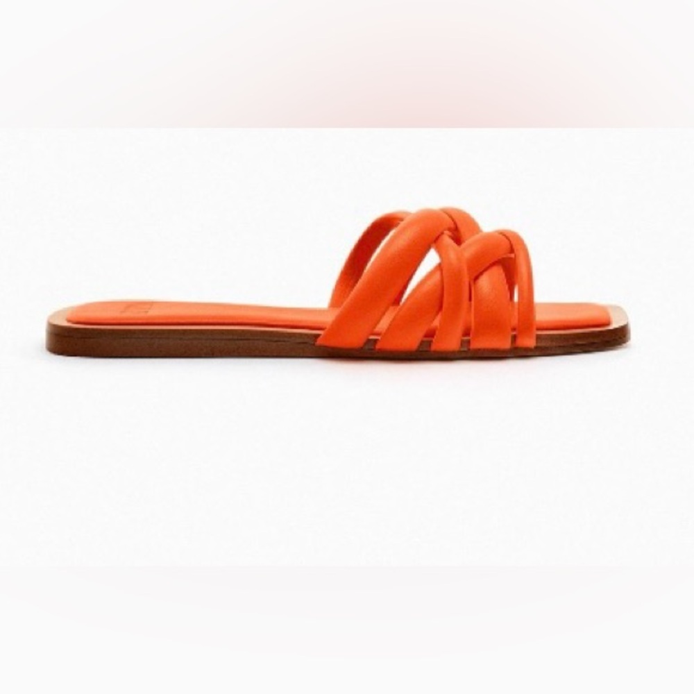 Zara Orange Sandals with Braided Straps